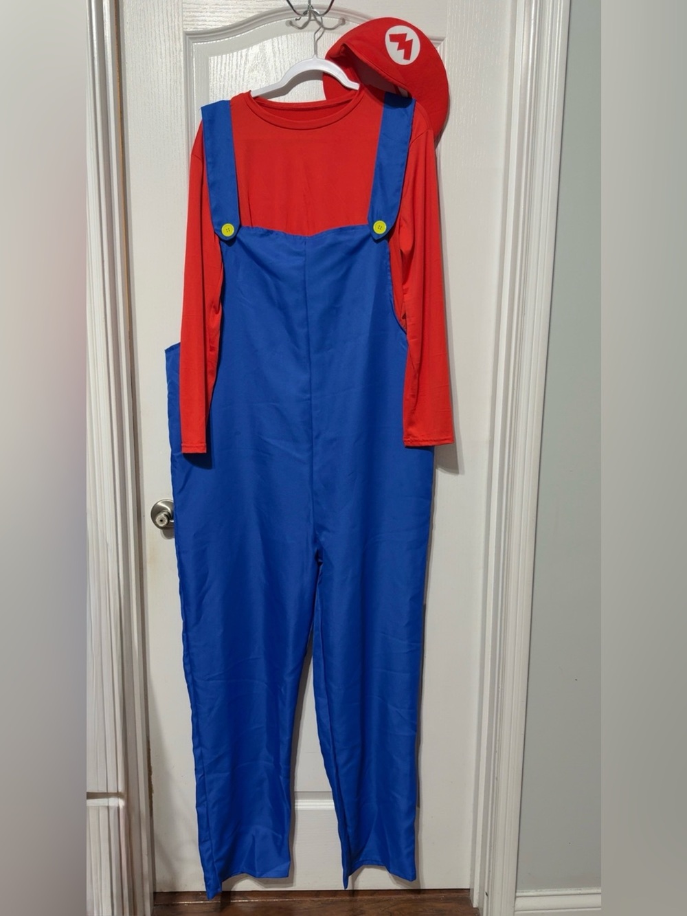 Mario Overalls Costume in Blue and Red Mens/Unisex